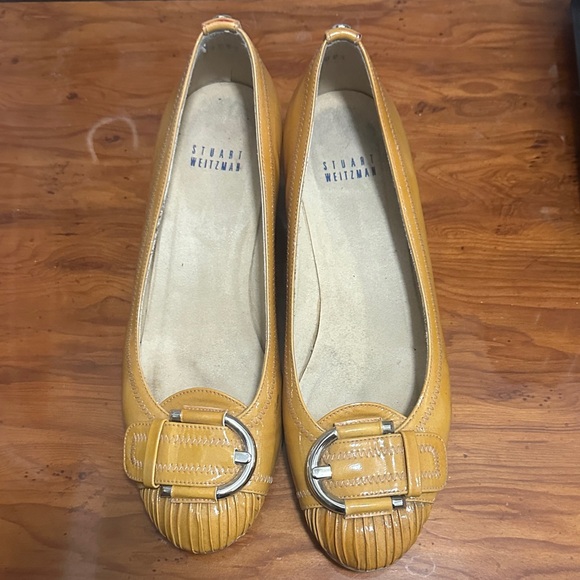 Stuart Weitzman Shoes - Stuart Weitzman Mustard Leather Buckle Ballet Flats